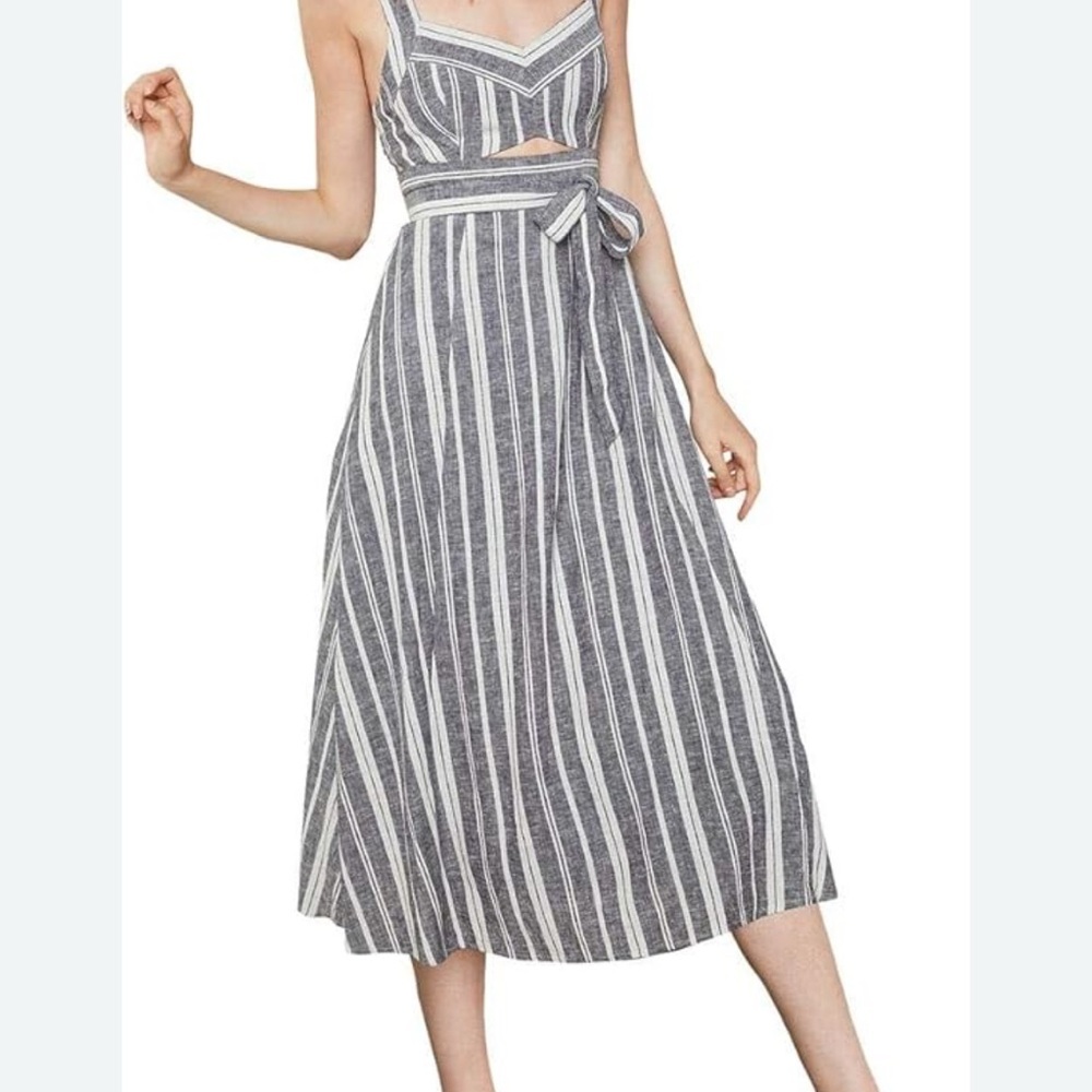 BCBGMaxAzria‎ Gray and White Sleeveless Sundress